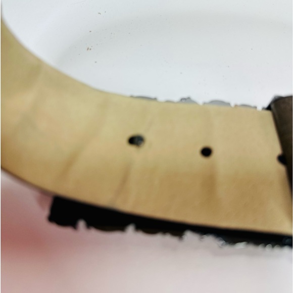 Blackstone Leather Belt Silver Black Gemstone Buckle SZ LARGE NEW! - Picture 6 of 12